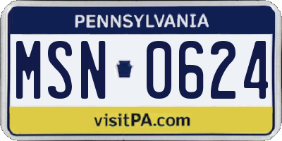 PA license plate MSN0624