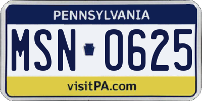 PA license plate MSN0625