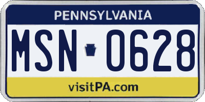 PA license plate MSN0628