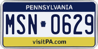 PA license plate MSN0629