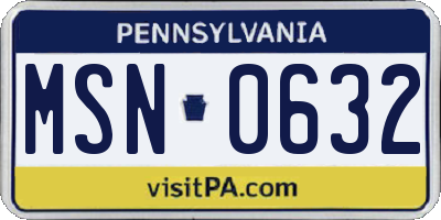 PA license plate MSN0632