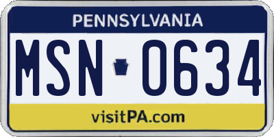 PA license plate MSN0634