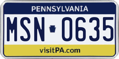 PA license plate MSN0635