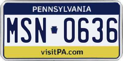 PA license plate MSN0636