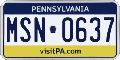 PA license plate MSN0637