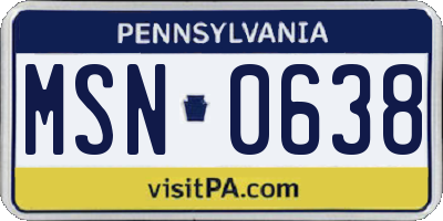 PA license plate MSN0638