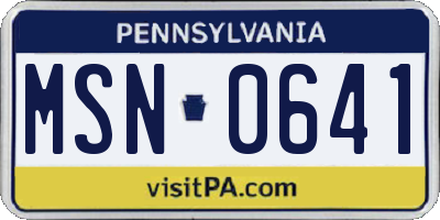 PA license plate MSN0641