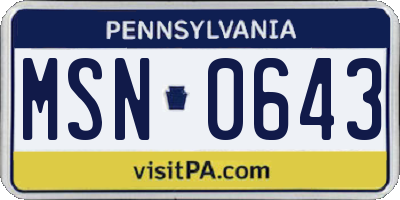 PA license plate MSN0643