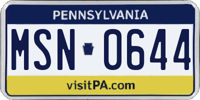 PA license plate MSN0644