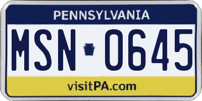 PA license plate MSN0645