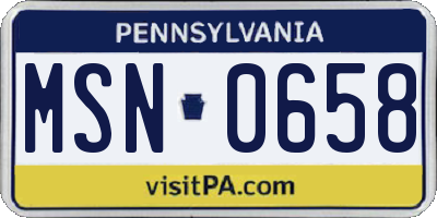 PA license plate MSN0658