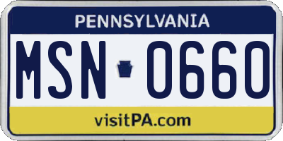 PA license plate MSN0660