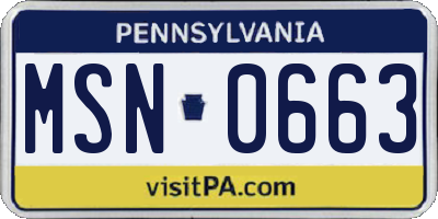 PA license plate MSN0663