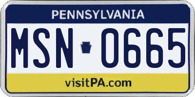 PA license plate MSN0665