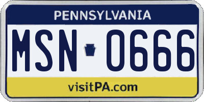 PA license plate MSN0666