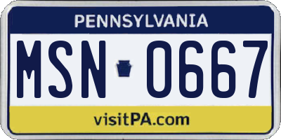 PA license plate MSN0667