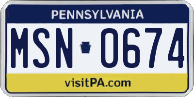 PA license plate MSN0674