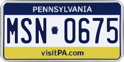 PA license plate MSN0675
