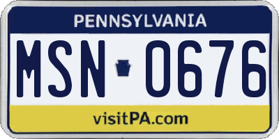 PA license plate MSN0676