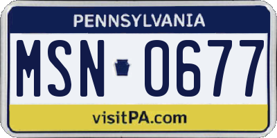 PA license plate MSN0677
