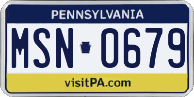 PA license plate MSN0679