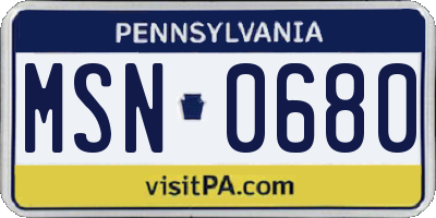 PA license plate MSN0680