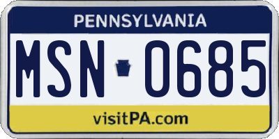 PA license plate MSN0685