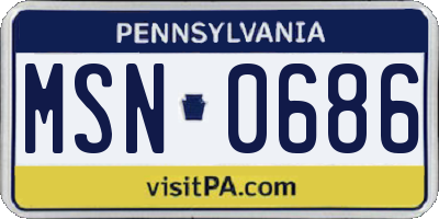 PA license plate MSN0686