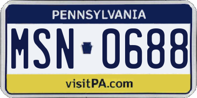 PA license plate MSN0688