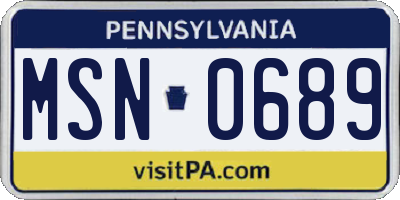 PA license plate MSN0689