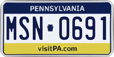 PA license plate MSN0691