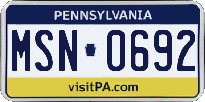 PA license plate MSN0692