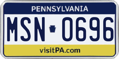 PA license plate MSN0696