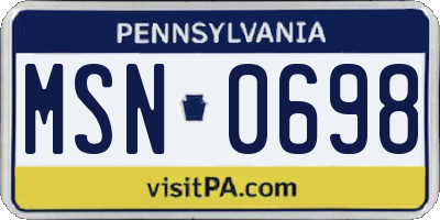 PA license plate MSN0698