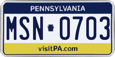 PA license plate MSN0703