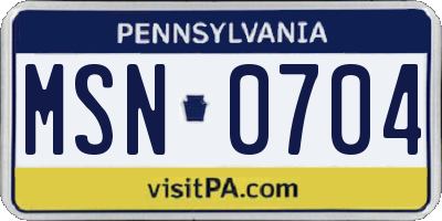 PA license plate MSN0704