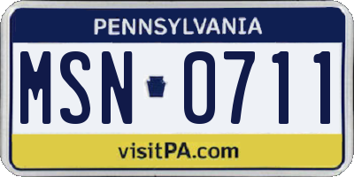 PA license plate MSN0711