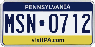 PA license plate MSN0712