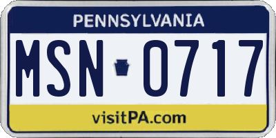 PA license plate MSN0717