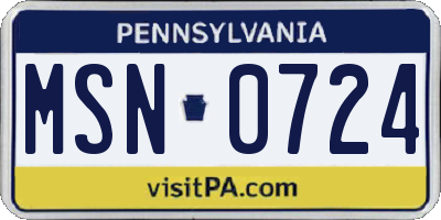 PA license plate MSN0724
