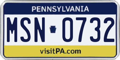 PA license plate MSN0732