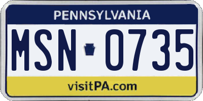 PA license plate MSN0735