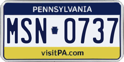 PA license plate MSN0737