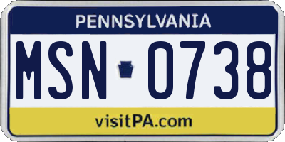 PA license plate MSN0738