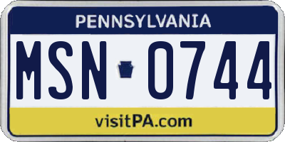 PA license plate MSN0744