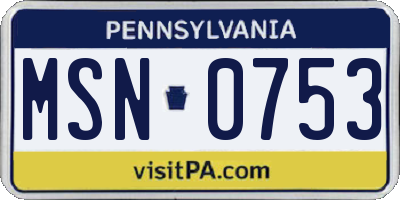 PA license plate MSN0753