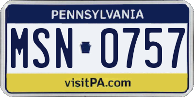 PA license plate MSN0757