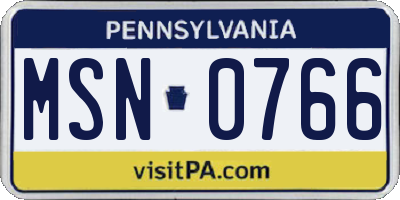 PA license plate MSN0766
