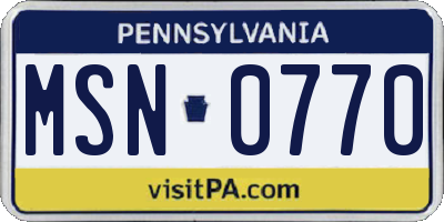 PA license plate MSN0770