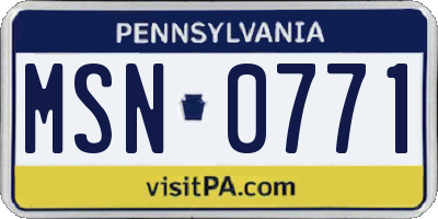 PA license plate MSN0771